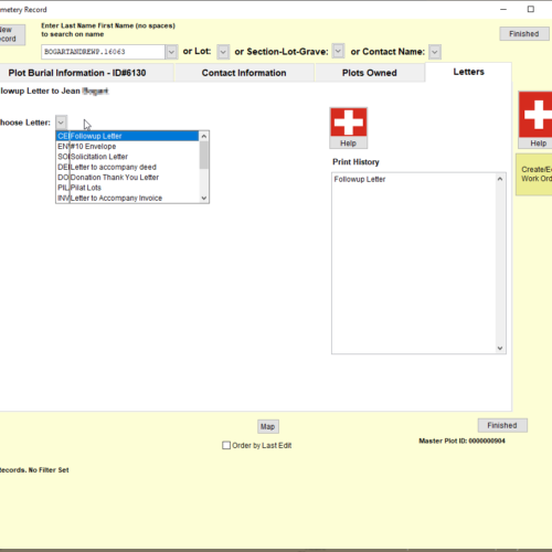 CemeteryPro Letters Page