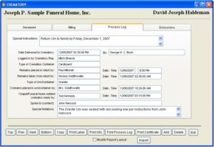 Crematory Process Log